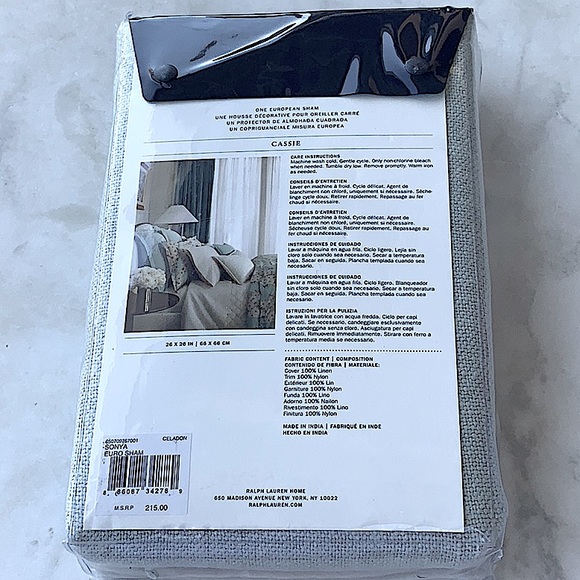 RALPH LAUREN CELADON SONYA LINEN EUROPEAN SHAM NEW - Picture 5 of 5